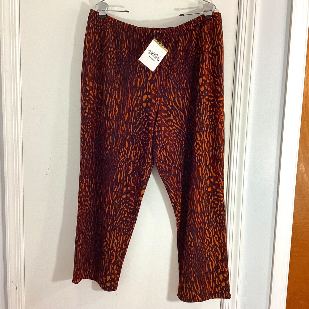 NWT BOB MACKIE WEARABLE ART PETITE XL ANIMAL PRINT JERSEY KNIT PANTS STRAIGHT